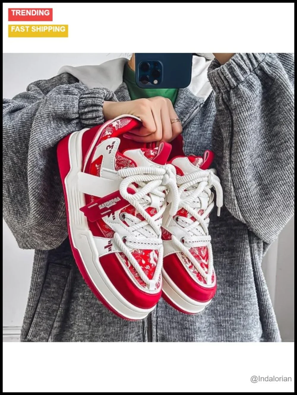 Chunky Platform Fashion Sneakers Retro Color Block Men's Casual Walking Shoes